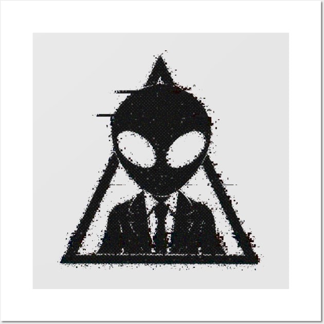 Space Alien Suit Triangle Glitched Wall Art by SpaceAlienTees